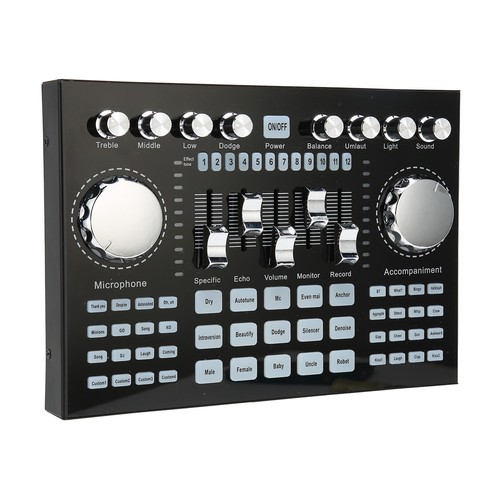Live Sound Card Large Knob BT 5.0 Noise Reduction HiFi Mini Sound Mixer W CB - Afbeelding 19 van 24