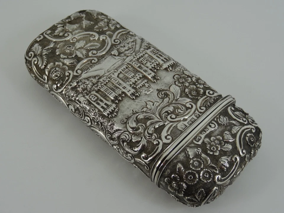 ESTUCHE CHEROOT DE PLATA MACIZA CASTLE TOP CIGAR BIRMINGHAM 1841 POR NATHANIEL MILLS Foto 3 de 4