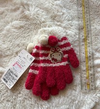 NWT Hello Kitty Sanrio Original Kids Gloves Red With Pom Poms Fuzzy Comfortable