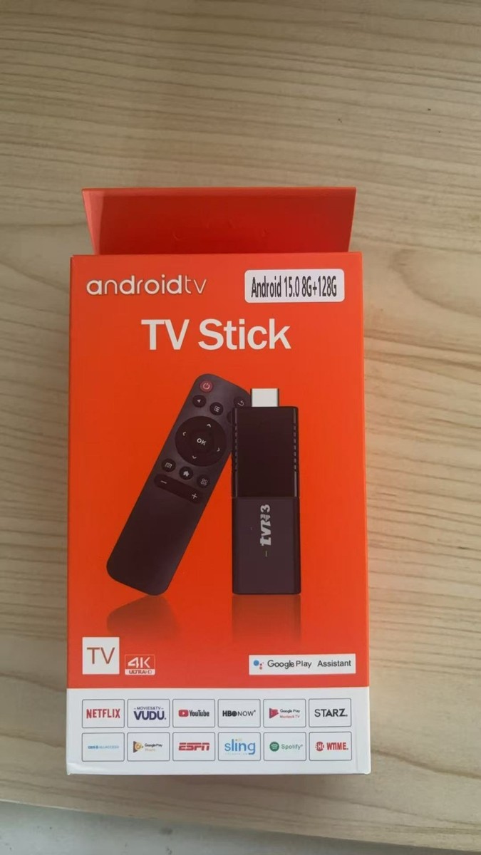 TVR3 TV Stick Android 15: 8GB RAM E 128GB ROM, 4K HDR, WiFi 2.4GHz, Con Telecomando E Cavo HDMI