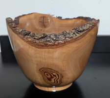 Hand Turned Live Edge Bradford Pear Wooden Bowl 6 1/2" Artist Signed