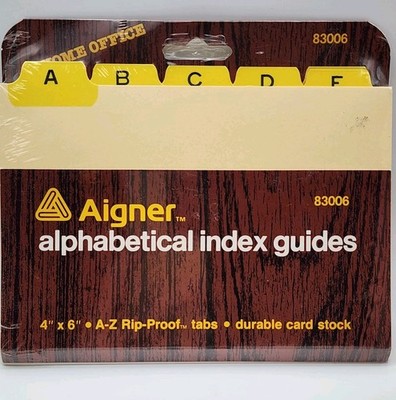 Vintage Avery Aigner Alphabetical Card Guides Set Rip-Proof Tabs 4x6