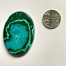AZURITE MALACHITE OVAL PENDANT 44.6MM X 32.2MM NATURAL STONE FROM THE CONGO