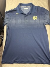 Adidas Notre Dame Fighting Irish Men L Navy Performance Stretch Polo SS NWOT