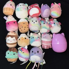 Lot of 17 Squishville Squishmallows Mini 2" Squish Toys Cienna Purple Caticorn