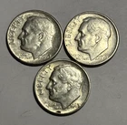 Lot of (3) Three Roosevelt Dimes - 90% Silver - All 3 are 1963 D - Very Nice