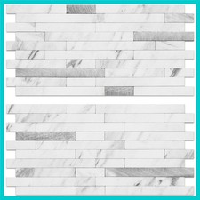 20 Sheets Faux Stone Peel & Stick Backsplash - Elegant White Marble Design