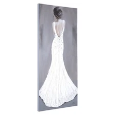 Yosemite Home Decor "Woman in White" Wood Gallery Wrapped Wall Art in Gray