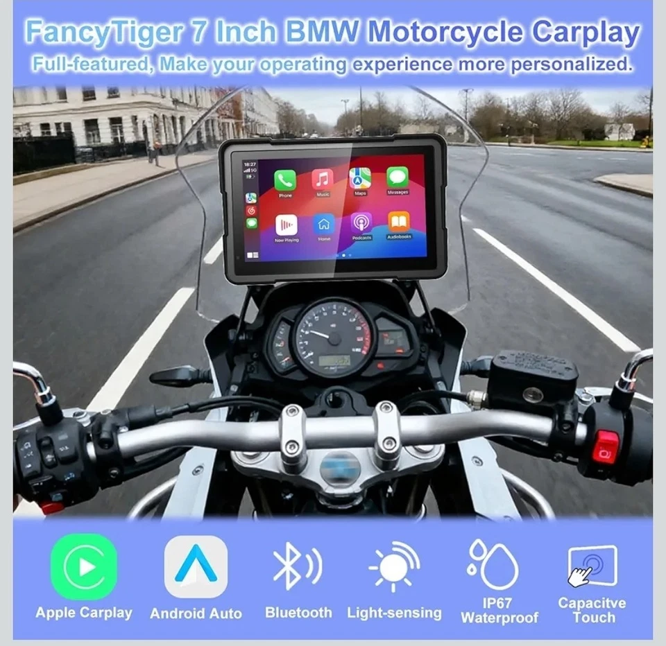 BM700 for BMW Motorcycle CarPlay & Android Auto 7" IP67 Waterproof GPS Nav - Image 2 of 4