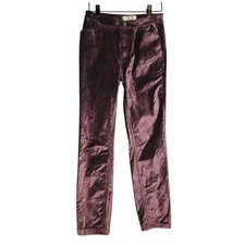 Free People We The Free Velvet Pants Plum Purple Slim Straight Leg Size 25