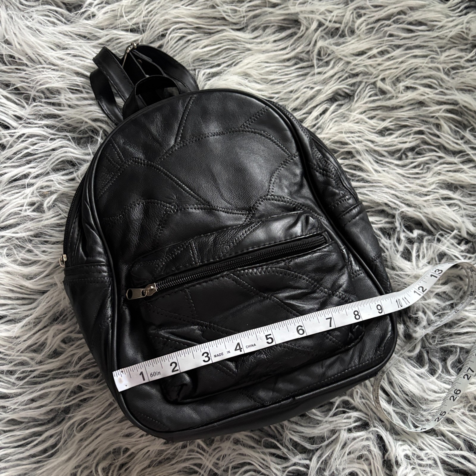Black Genuine Leather Patchwork Mini Backpack Bag… - image 7