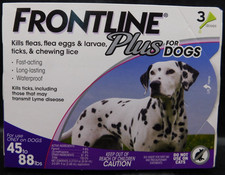 Frontline Plus For Dogs 45-88lbs 3 Doses New  Sealed