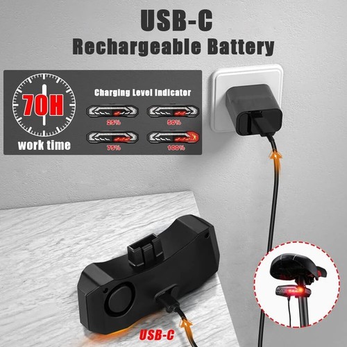 Smart Bike Tail Light LED USB with Turn Signals Automatic Brake Light Remote NEW - Picture 8 of 10