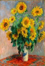CLAUDE MONET CANVAS PICTURE PRINT WALL ART - Bouquet of Sunflowers