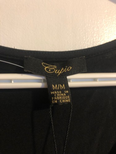 Cupio Black Sleeveless Shirt Tassels Sheer Glitter SZ Medium - Picture 6 of 7