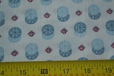 By 1/2 Yd, 38" Wide, Vintage 1940 s-60 s, Blue Red on White Lt-Wght Cotton M7262