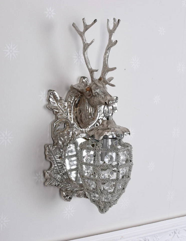 Hirschkopf Lampe Metallhirsch Wanddeko Wandkopf Wandlampe Vintage Jagdtrophäe - Bild 3 von 4