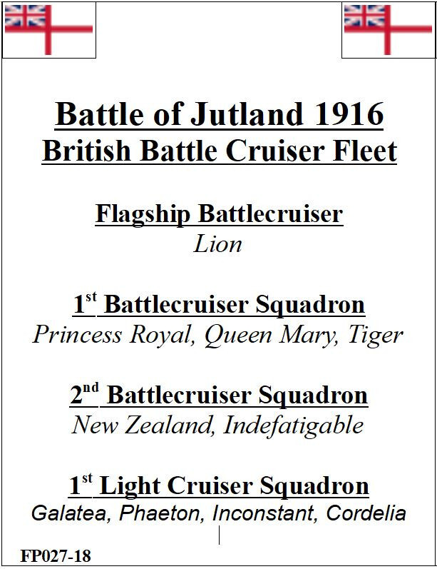 1/3000 Battle of Jutland 1916, British Battle Cruiser Fleet. New