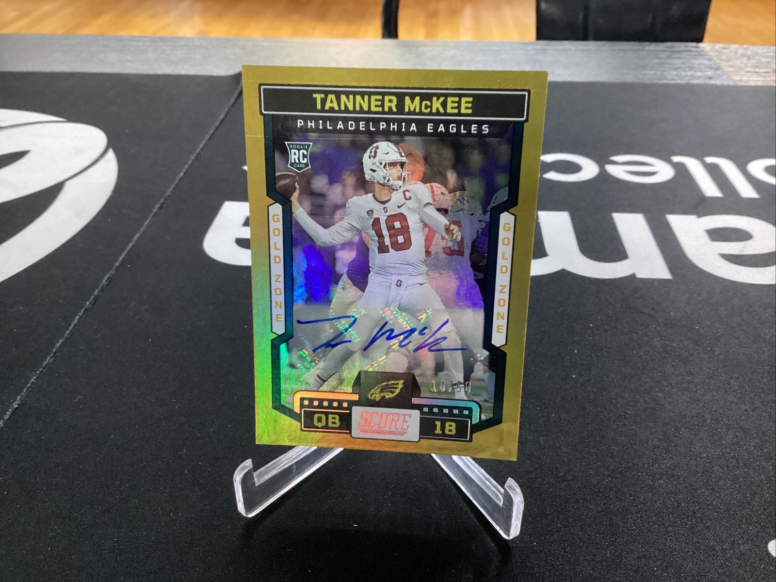 2023 Panini Score Football #306 Tanner McKee RC Auto Gold Zone /50