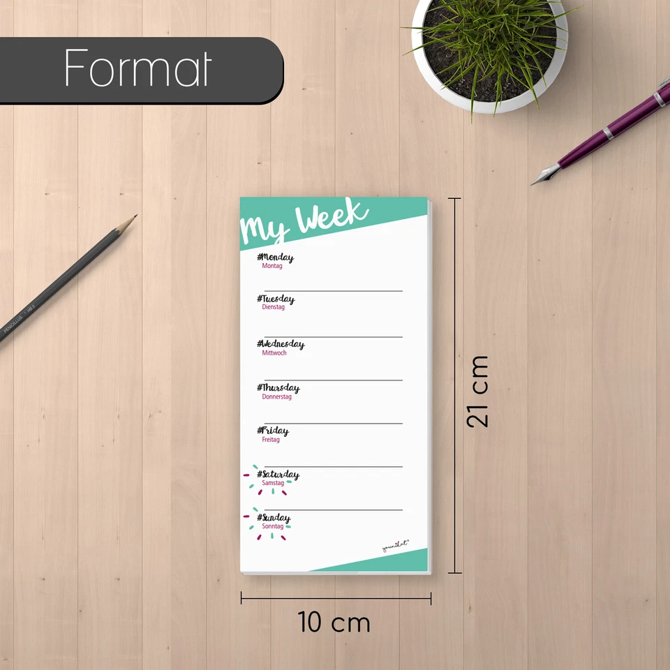 1 Notizblock Mein Wochenplaner mit magnetischer Rückseite I 10 x 20 cm I dv_170 - Bild 2 von 4