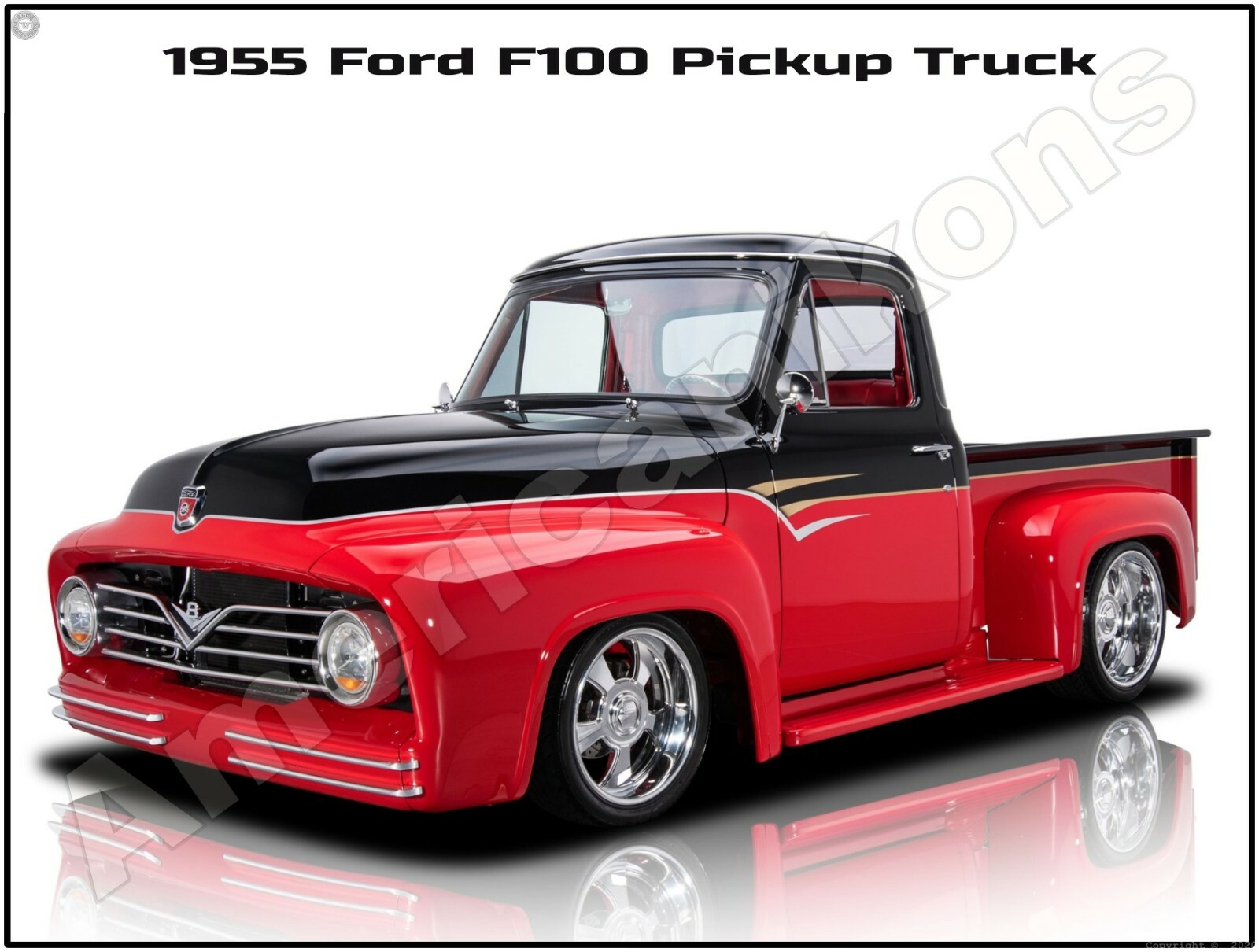 1955 Ford F100 Hot Rod Pickup Truck New Metal Sign: Pristine Restoration!