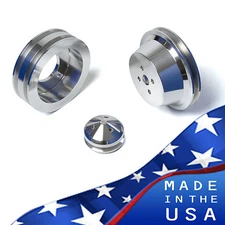 Big Block Ford Pulley Kit 429 460 BBF 2 Groove V-Belt Billet Aluminum PS Set
