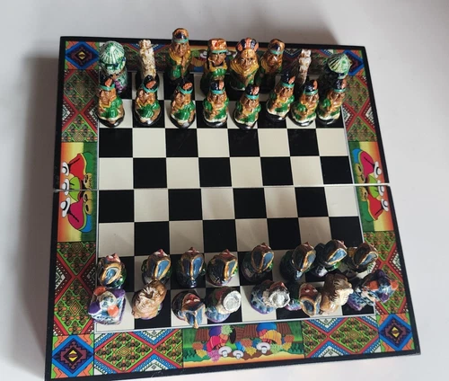Peru: Small Chess Set / Chess, Handmade From Wood, NEW!