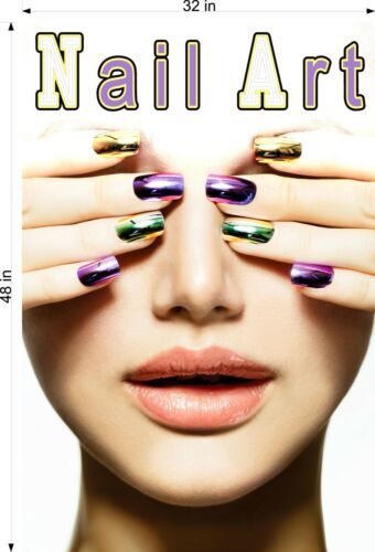 Nail Art 08 Perforated Mesh See-Through Window Vinyl Poster Salon Vertical - Picture 10 of 15