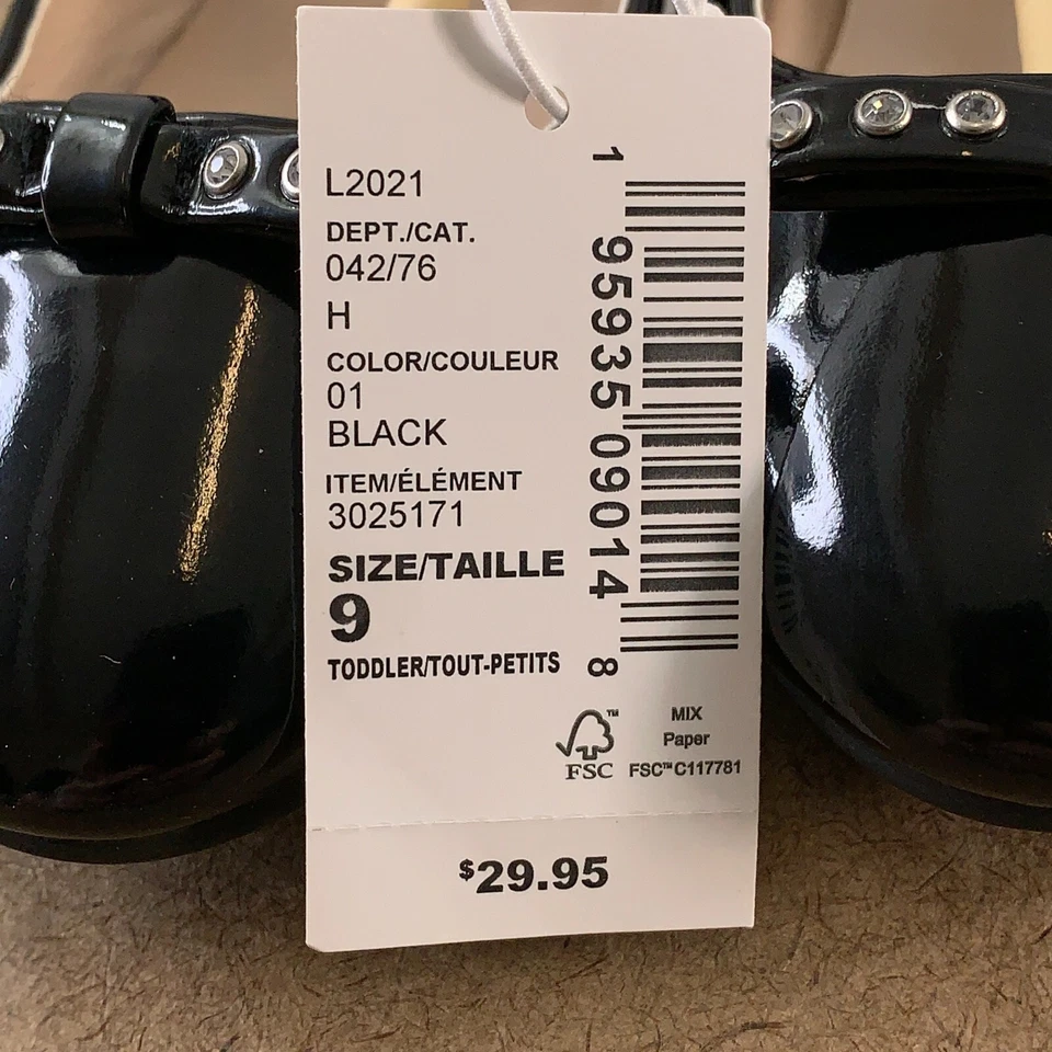 The Children's Place Toddler Girl Shoe Size 9 Black Jeweled Ballet Flats NWT - Image 4 of 4