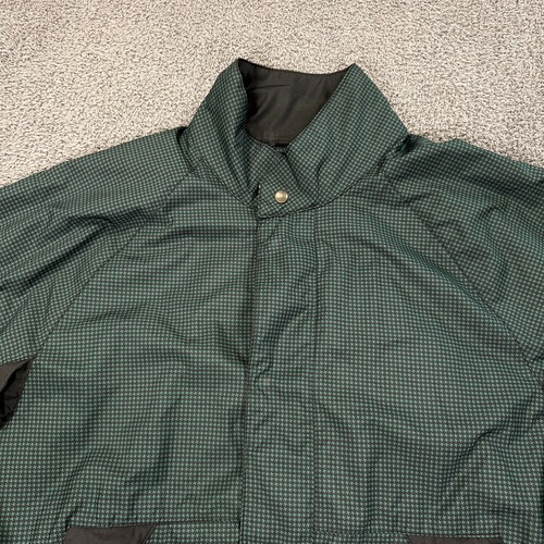 Dryjoys Golf Jacket Mens Medium Green Houndstooth Footjoy Full Zip Windbreaker - Picture 2 of 14