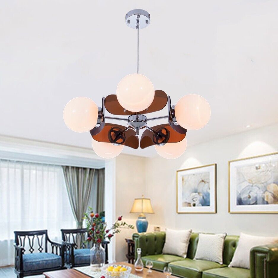 Modern Milk White Globe Pendant Lamp 5-Light Glass Chandelier Hanging Lighting