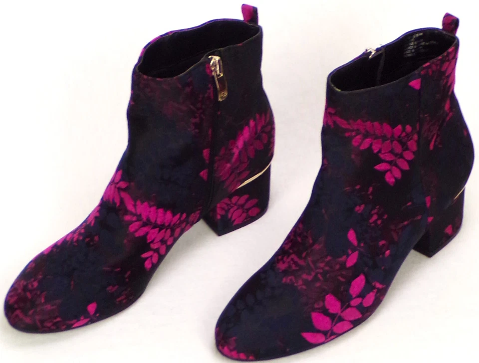 Botines LIZ CLAIBORNE 6.5M LIZ GINA negro/magenta botánico satinado tacón medio Foto 2 de 4