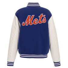 MLB Chicago Cubs Reversible Fleece Jacket PVC Sleeves Embroidered Patch Logos JH