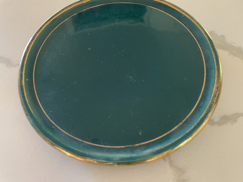Vintage Sadler 1615 Green And Gold 3” X 4.5” Bowl & 5.5” Under plate - Picture 5 of 10