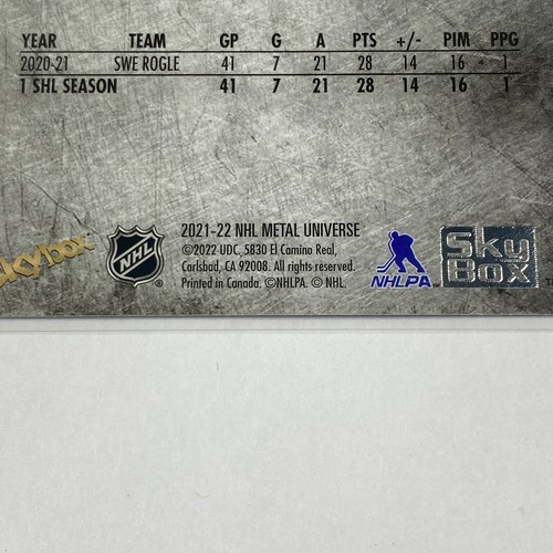 Carta Hockey Moritz Seder Blue Spectrum Skybox 2021-22 NHL Metal Universe #195 - Foto 3 di 5