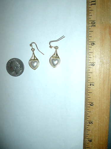 DANGLE PUFFY BLUE CRYSTAL Filled GOLD HEART WIRE Betsey Johnson Pierced EARRINGS - Picture 8 of 8