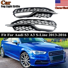 For 2013-16 AUDI S3 A3 S LINE FRONT BUMBER FOG LIGHT GRILL COVERS HONEYCOMB MESH