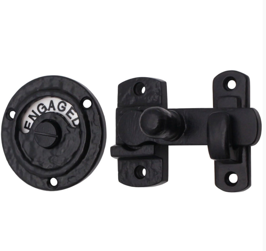 Bathroom Indicator Bolt Cubicle Vacant Engaged Lock Black Antique
