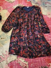 Ava & Viv 1X womens long sleeve red navy abstract floral Plus fall dress boho