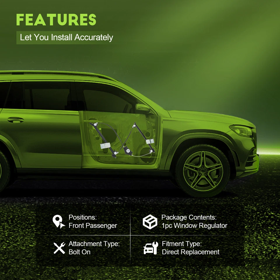 Para Porsche 911 Cayman 2006-11 delantero derecho sin motor regulador de ventana eléctrica Foto 2 de 4