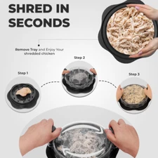 Chicken Shredder Tool Twist with Tray & Brush – Large Meat Shredding Tool