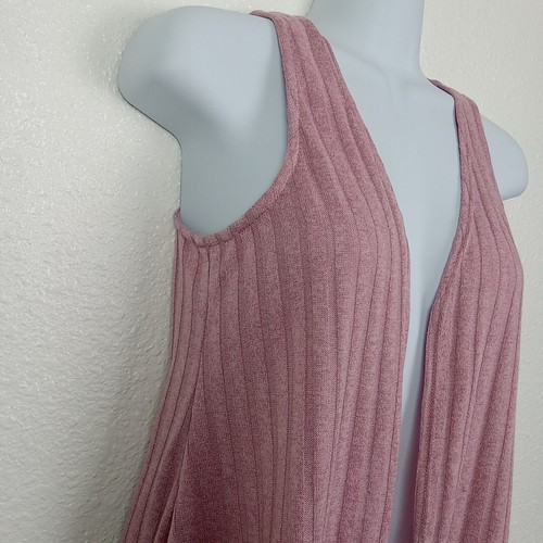 Love Squared Girls Vest Size 12 Mauve Knit Ribbed Sleeveless Open Front Sweater - Picture 4 of 7
