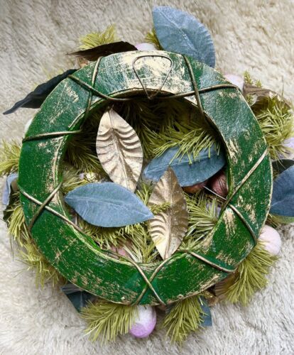 BRAND NWT HANDCRAFTED JEWELED GLAM EASTER EGGS FLORAL WREATH 17" - Picture 6 of 8