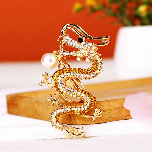 Crystal Rhinestone Auspiciousness Chinese Dragon Keychain Keyring Bag Charm - Bild 9 von 25