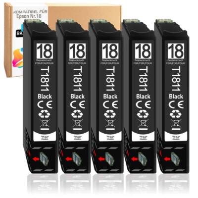 5x Black Patronen kompatibel mit Epson Expression Home XP-212 ,XP-412