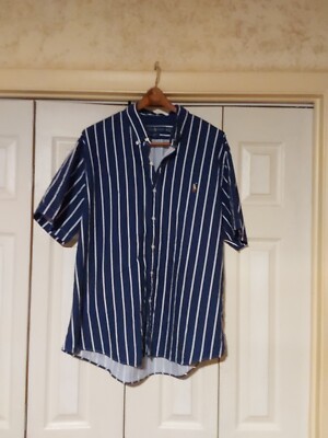MENS POLO RALPHLAUREN SLIM FIT BUTTON DWN BLUE N WHITE STRIPED SIZE XXL