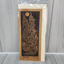 NEW Thailand Traditional Art Greeting Card 3 Headed Dragon 9"x3" Asian Sepia