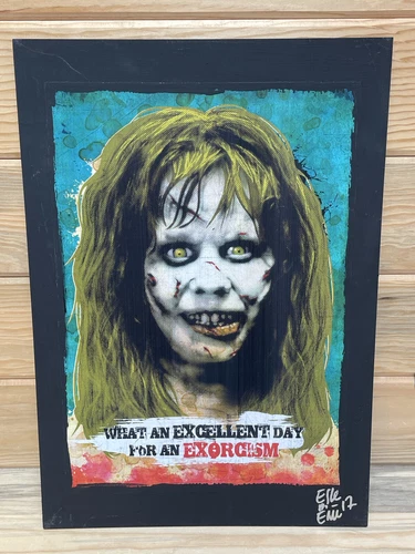 Regan from The Exorcist Movie - Pop-Art Original Mixed Media Art Painting Signed
