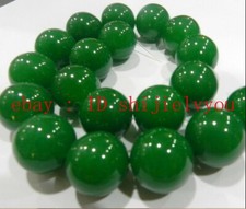 20MM Green jade Round Gemstone Loose Bead 15"
