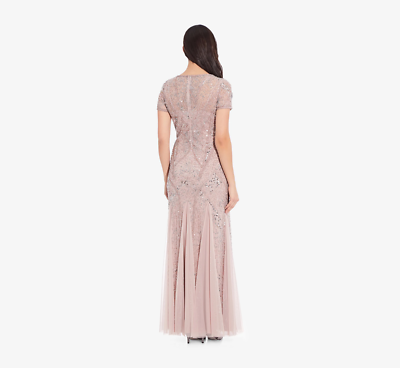 adrianna papell beaded dress ebay Adrianna Papell Cameo Beaded Formal Dress with Short Sleeves 10